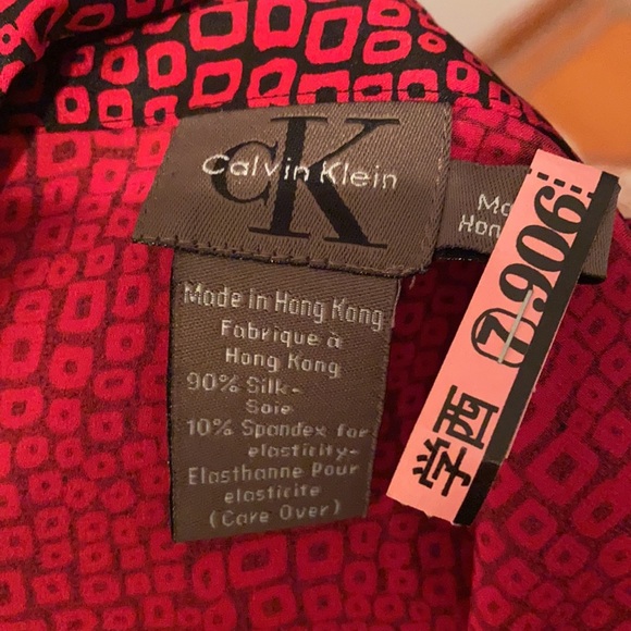 Calvin Klein red silk top - Picture 3 of 4